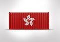 Flag of Hong Kong. Container in 3D.rendering Royalty Free Stock Photo
