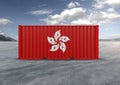 Flag of Hong Kong. Container in 3D.rendering