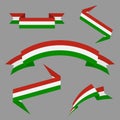 Flag of Hungary. Flat ribbons set. Design elements. Vector Illustration.