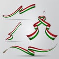 Flag of Hungary. Hungarian ribbons set. Vector illustration.