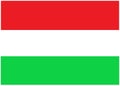 The flag of Hungary with three horizontal bands of red white and green with slim white borders