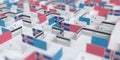 Flag of Iceland on the mockup credit card maze. Financial difficulties related 3D rendering