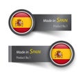 Flag icon and label with text made in Spain Royalty Free Stock Photo