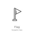 flag icon vector from navigation maps collection. Thin line flag outline icon vector illustration. Outline, thin line flag icon