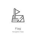 flag icon vector from navigation maps collection. Thin line flag outline icon vector illustration. Outline, thin line flag icon