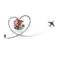 Flag Illinois Love Romantic travel Airplane air plane Aircraft Aeroplane flying fly jet airline line path vector fun