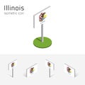 Flag of Illinois USA, vector 3D isometric flat icons