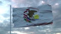 Flag of Illinois waving in the wind against deep beautiful clouds sky. 3d rendering