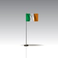 Flag Illustration of the country of IRELAND. National IRELAND flag isolated on gray background. Royalty Free Stock Photo