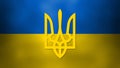 Flag of independent Ukraine. With Trident emblem