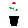 Flag of Indonesia in emoji design growing up as sapling in vase, Indonesian emogi tree flag