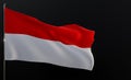 Flag Indonesia. Fabric flag Indonesia on the black background. Copy space. 3D work and 3D illustration Royalty Free Stock Photo