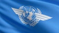 The flag of The International Civil Aviation Organization or ICAO, a specialized agency of the United Nations. 3D rendering