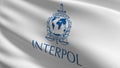 Flag of Interpol or The International Criminal Police Organization commonly. 3D rendering illustration of waving sign symbol