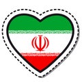 Flag Iran heart sticker on white background. Vintage vector love badge. Template design element. National day.