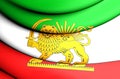 Flag of Iran 1886. Old Lion and Sun Flag. 3D Illustration