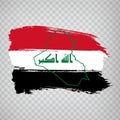 Flag of Iraq from brush strokes and Blank map of Iraq. High quality map Republic of Iraq and national flag on transparent backgro