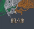 Flag of Ireland made with colorful lines. Ireland national symbol.