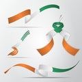 Flag of Ireland. 6th of December. Set of realistic wavy ribbons in colors of irish flag. Independence day. National