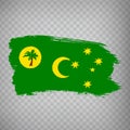 Flag of Coconut islands from brush strokes. Flag Coconut islands on transparent background for your web site design, app, UI. Aus