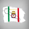 Flag of Puglia from brush strokes. Italian Republic. High quality map Puglia and flag Royalty Free Stock Photo