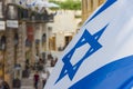 Flag of Israel near the old city Royalty Free Stock Photo