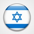 Flag of Israel. Round glossy badge