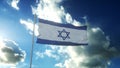 Flag of Israel waving at wind against beautiful blue sky. 3d illustration Royalty Free Stock Photo