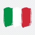 Flag Italy, brush stroke background. Flag of Italy on transparent background. Stock vector. Flag for your web site design, logo Royalty Free Stock Photo