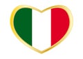 Flag of Italy in heart shape, golden frame Royalty Free Stock Photo