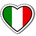 Flag Italy heart sticker on white background. Vintage vector love badge. Template design element. National day. Royalty Free Stock Photo