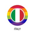 Flag of Italy with the rainbow of the LGBT community. Vector illustration