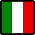 Flag of Italy in the shape of square with contrasting contour, social media communication sign