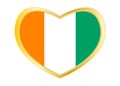 Flag of Ivory Coast in heart shape, golden frame