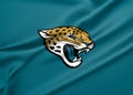 Flag Jacksonville Jaguars, flag of American football team Jacksonville Jaguars, fabric flag Jacksonville Jaguars, 3D work and 3D