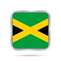 Flag of Jamaica, shiny metallic gray square button