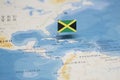 The Flag of jamaica in the world map Royalty Free Stock Photo