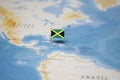 The Flag of jamaica in the world map Royalty Free Stock Photo
