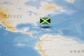 The Flag of jamaica in the world map Royalty Free Stock Photo