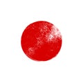 Flag of Japan with grunge circle stamp background brush. Japanese paint circle vector round texture shape illustration. Royalty Free Stock Photo