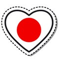 Flag of Japan in the shape of Heart with contrasting contour, symbol of love for his country, patriotism, icon for Independence