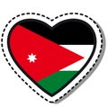 Flag Jordan heart sticker on white background. Vintage vector love badge. Template design element. National day.