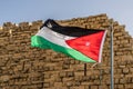 Flag of Jordan at the ruins of Karak castle Royalty Free Stock Photo