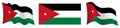 flag of Jordan in static position and in motion fluttering in wind in exact colors and sizes on white background