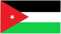 The flag of Jordan with three equal black white red horizontal bands and a white seven pointed star
