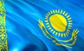 Flag of Kazakhstan. 3D Waving flag design. The national symbol of Kazakhstan, 3D rendering. National colors of Kazakhstan 3D Royalty Free Stock Photo