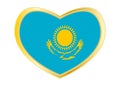 Flag of Kazakhstan in heart shape, golden frame