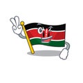 Flag kenya isolated two finger mascot on cartoon