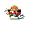 Flag kenya mascot in shape character holding compass