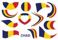 flag of Republic of Chad - vector set of curved shapes